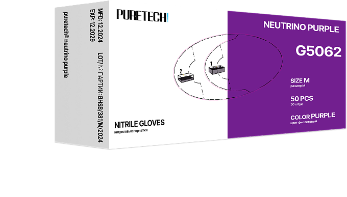 Нитриловые перчатки PURETECH NEUTRINO PROTECT защитные одноразовые перчатки